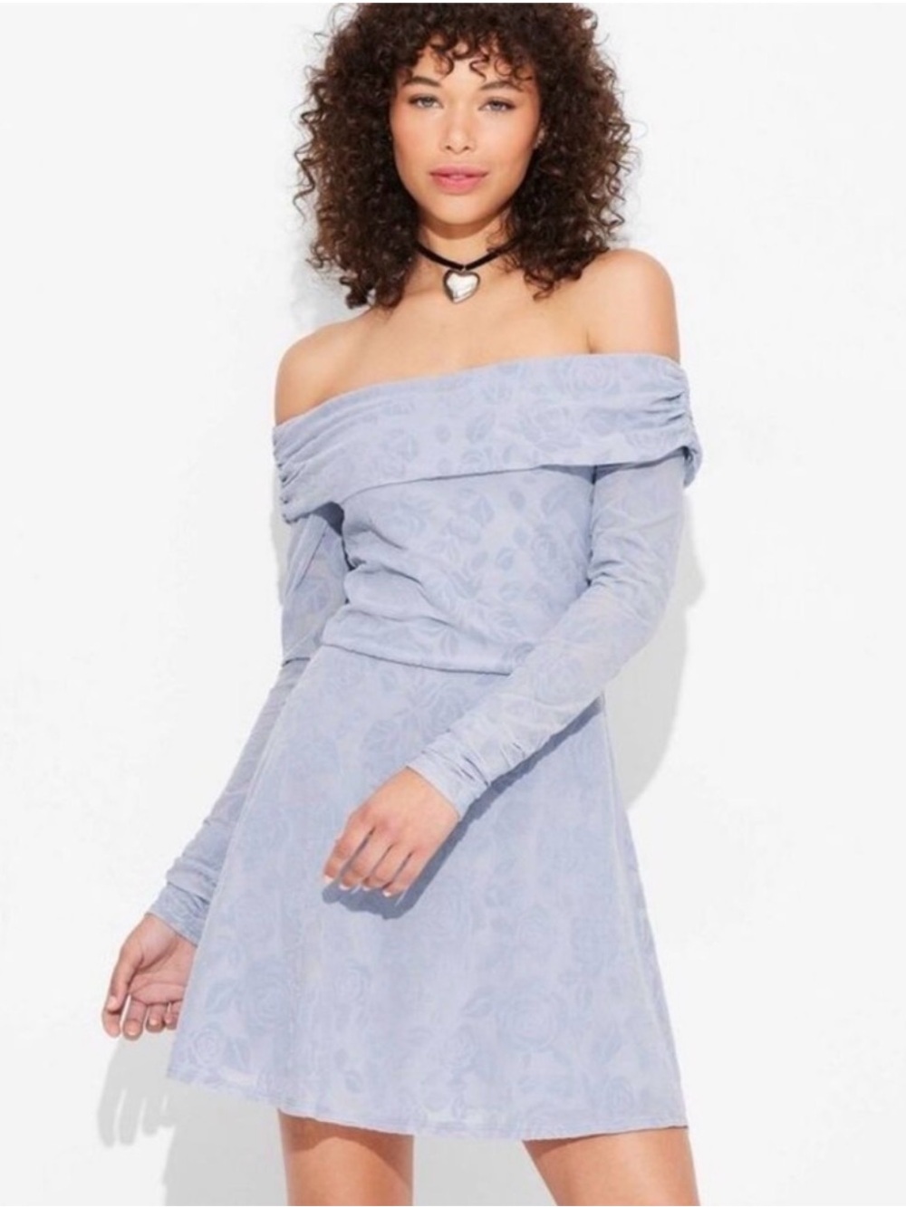 wild fable Lavender Off-Shoulder Long Sleeve Dress